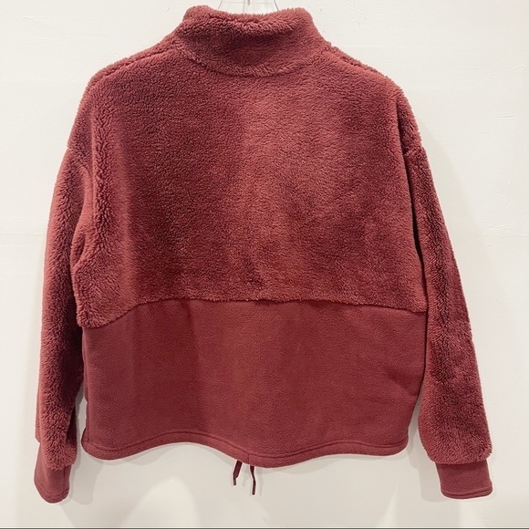 All In Motion Half Fleece Pullover Popover Sweater Drawstring Burgundy XL - Picture 3 of 9